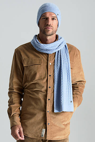 Lambswool Yün Buz Mavisi Atkı - Hemington