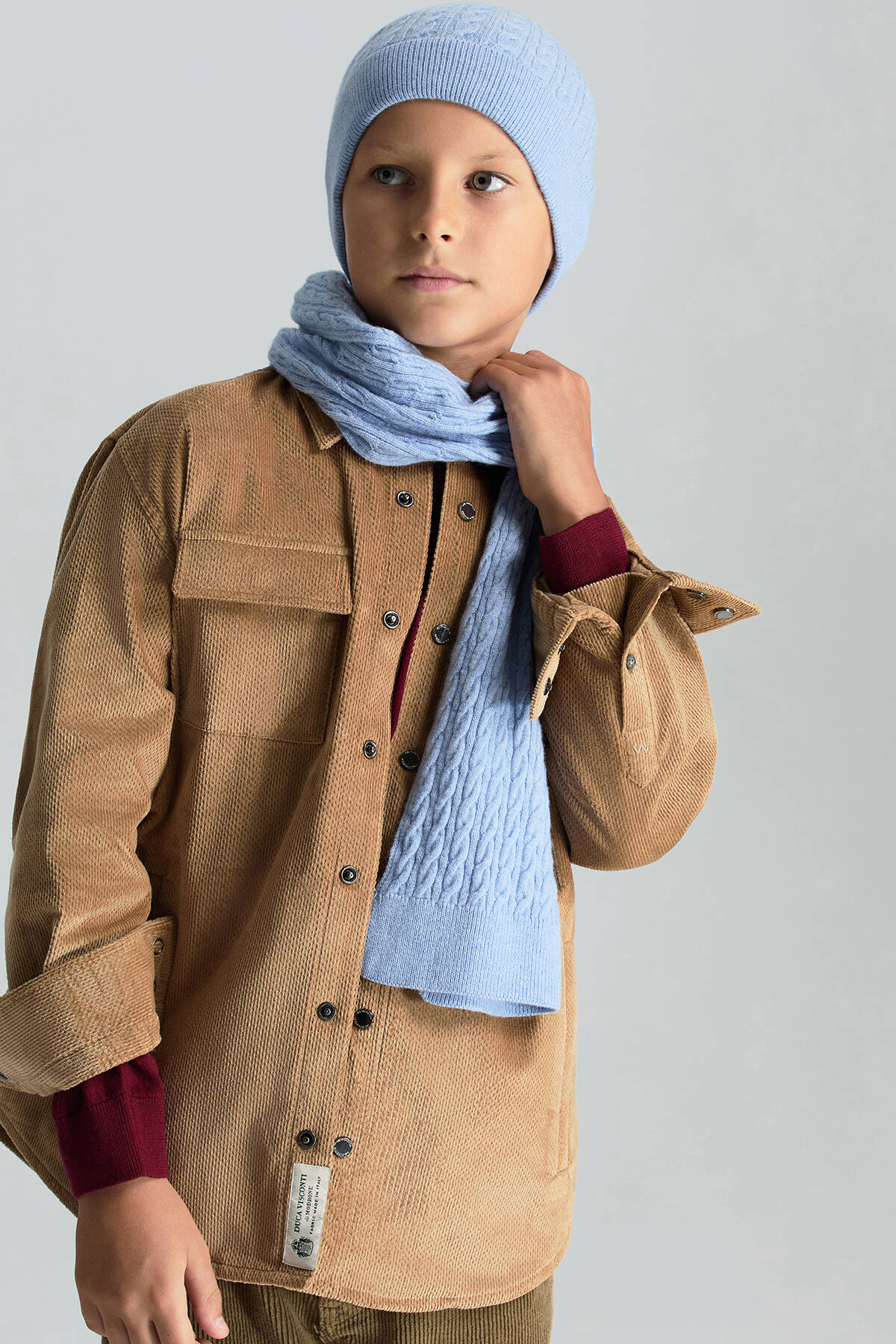 Lambswool Yün Buz Mavisi Çocuk Bere