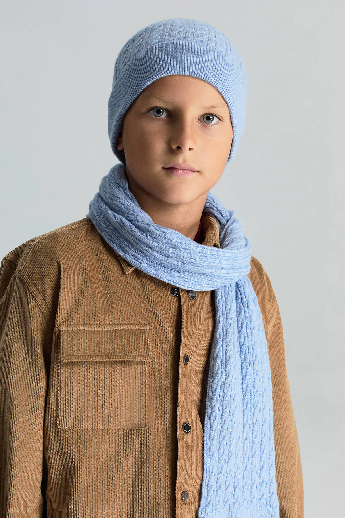 Lambswool Yün Buz Mavisi Çocuk Bere