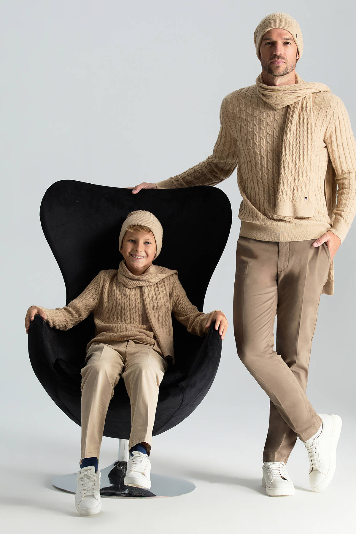 Lambswool Yün Camel Çocuk Atkı