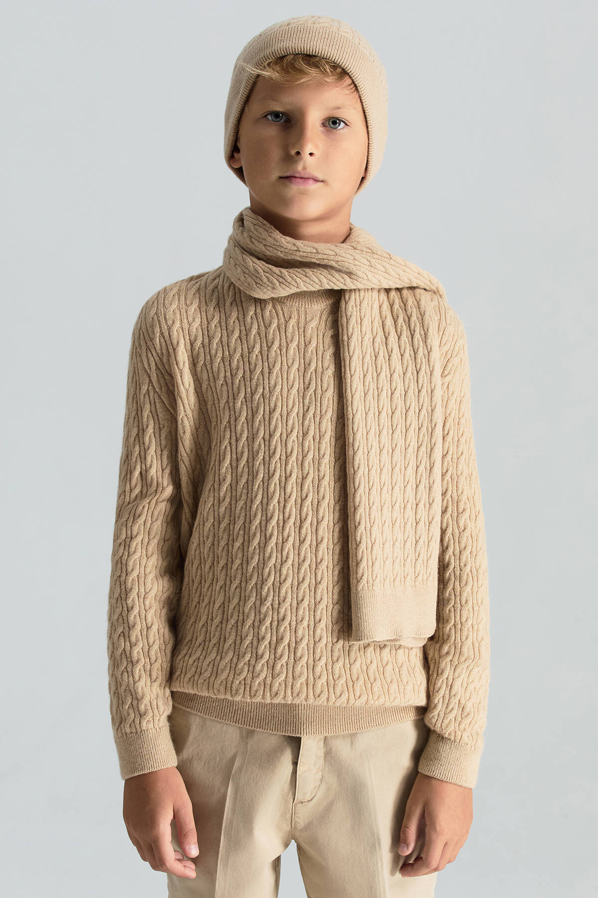 Lambswool Yün Camel Çocuk Bere