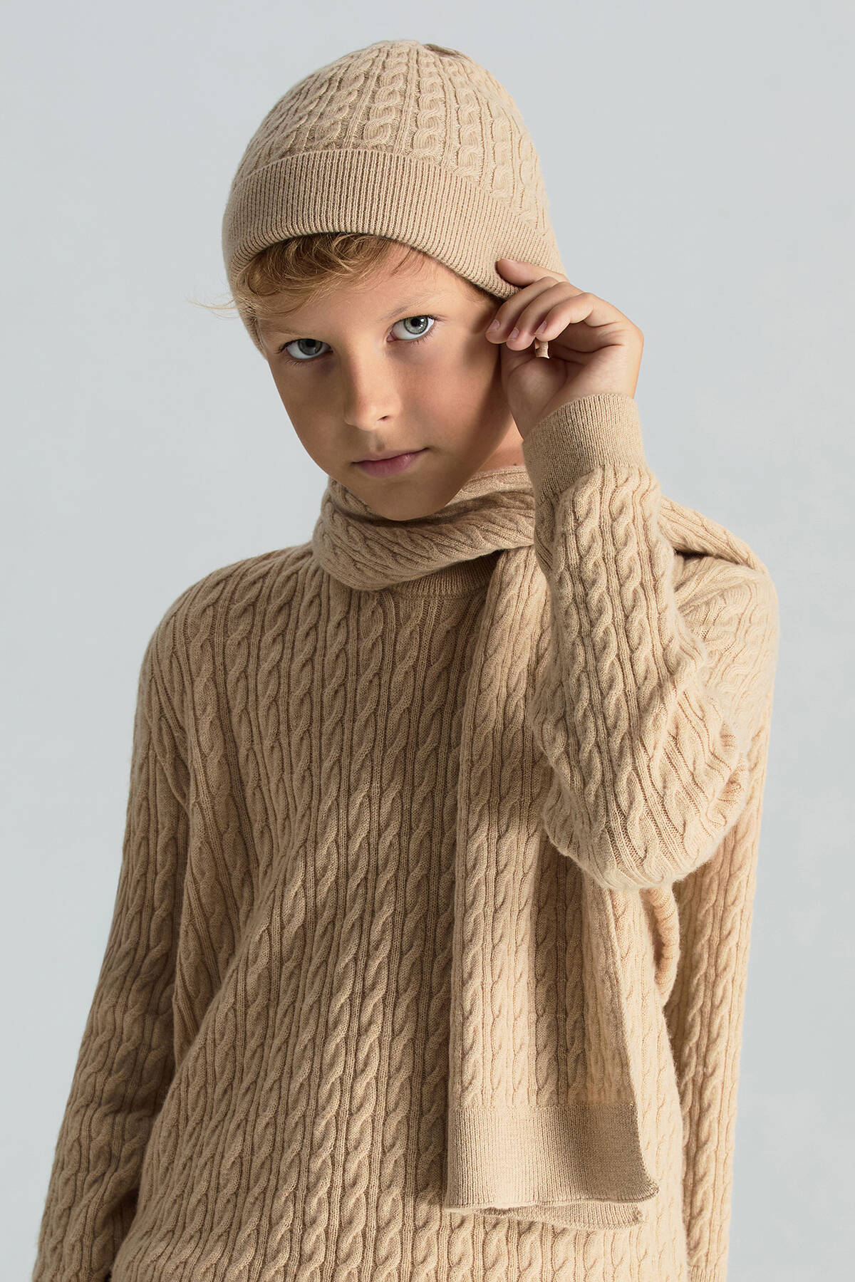 Lambswool Yün Camel Çocuk Bere