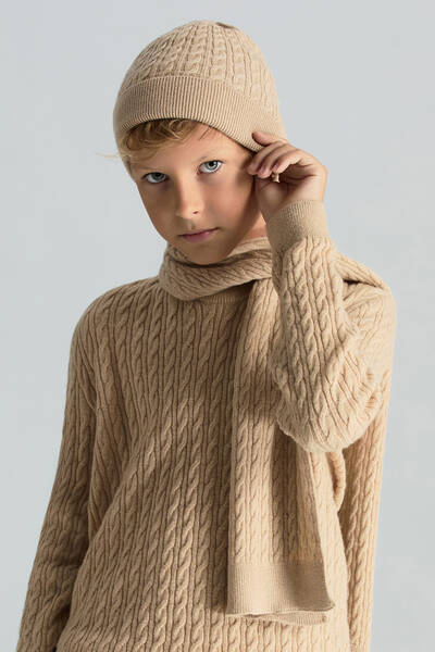 Lambswool Yün Camel Çocuk Bere - Hemington
