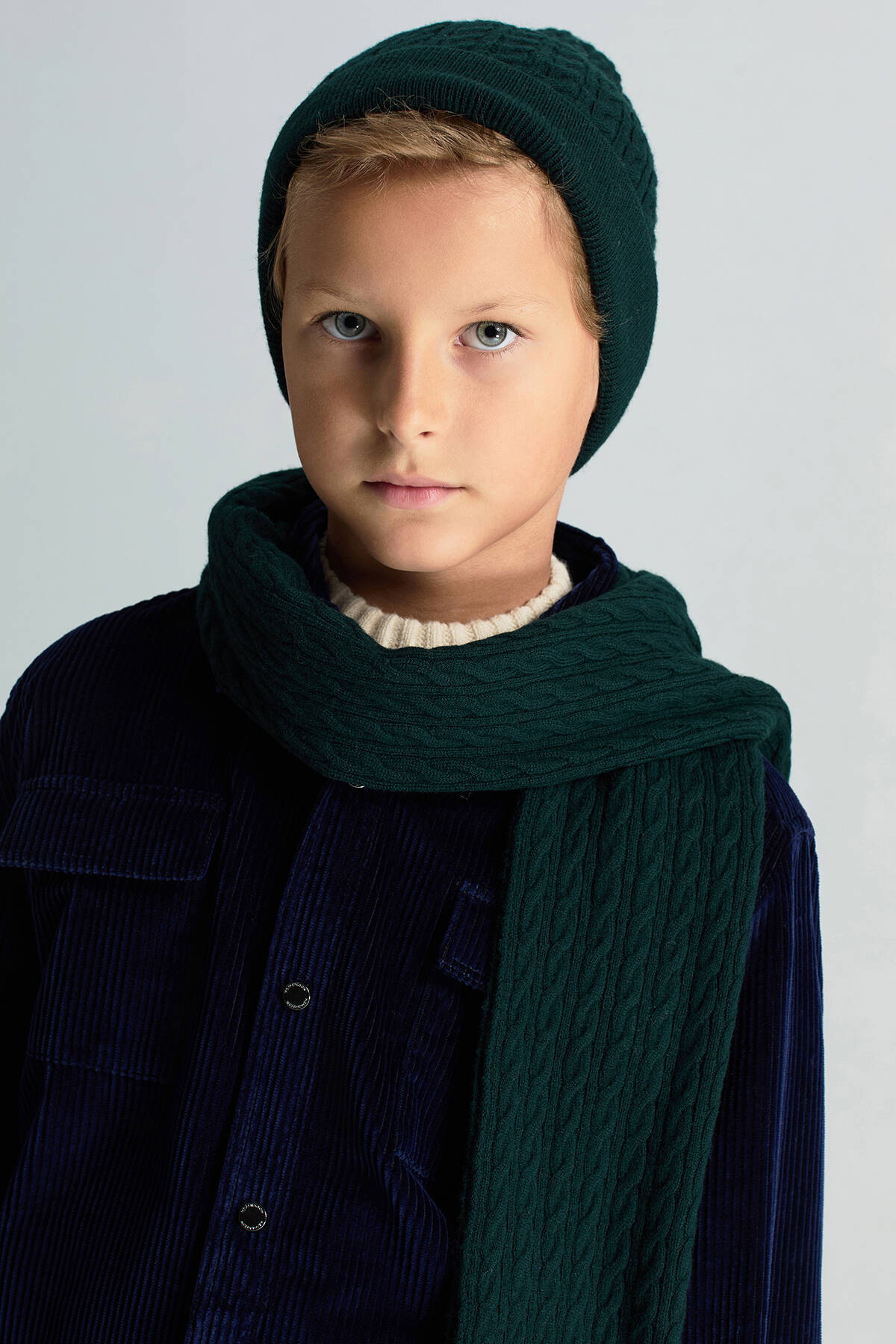 Lambswool Yün Yeşil Çocuk Bere