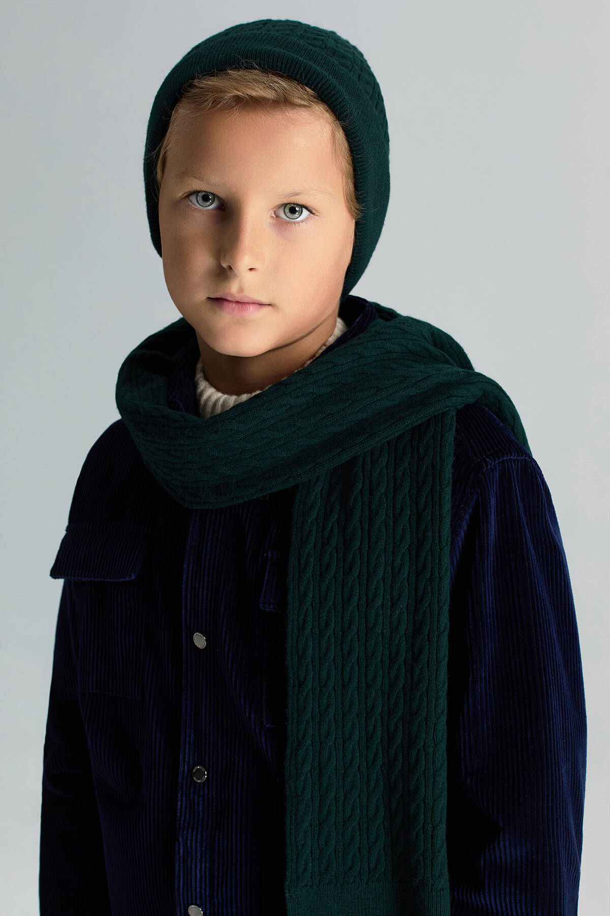 Lambswool Yün Yeşil Çocuk Bere