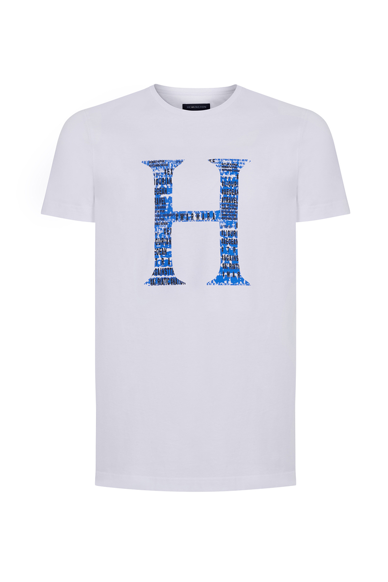 Hemington Logo Baskılı Kırık Beyaz Bisiklet Yaka Pamuk T-Shirt. 4 Hemington Logo Baskılı Kırık Beyaz Bisiklet Yaka Pamuk T-Shirt. 4