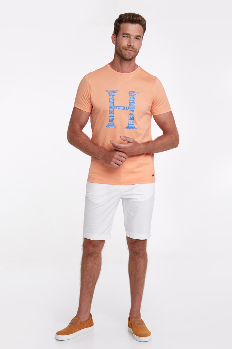 Hemington Logo Baskılı Turuncu Bisiklet Yaka Pamuk T-Shirt. 3 Hemington Logo Baskılı Turuncu Bisiklet Yaka Pamuk T-Shirt. 3