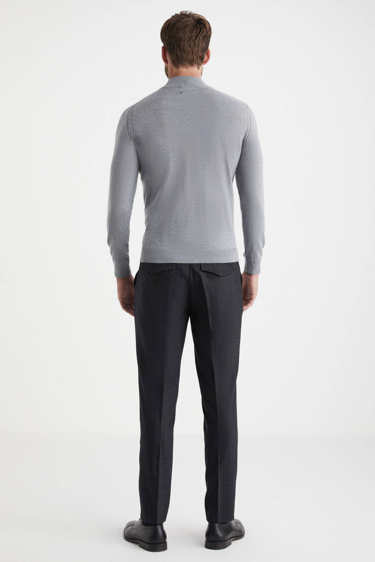 Lupetto Yaka Merino Yün Açık Gri Triko