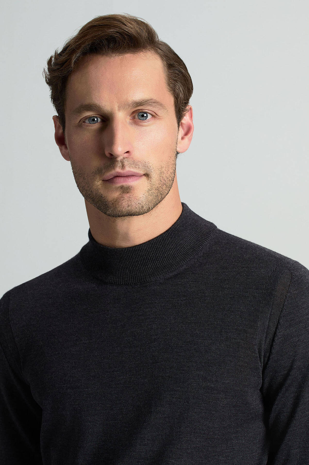 Lupetto Yaka Merino Yün Antrasit Triko