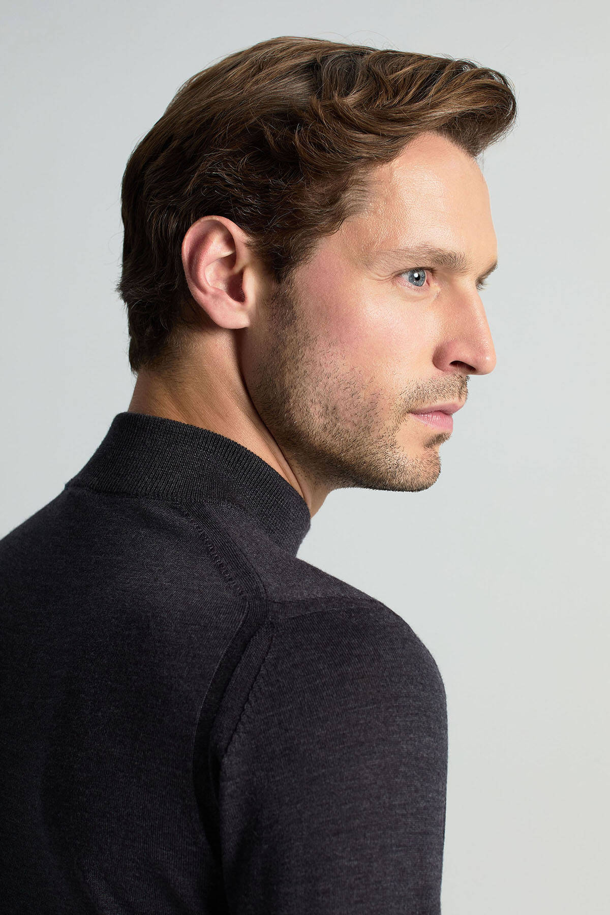 Lupetto Yaka Merino Yün Antrasit Triko