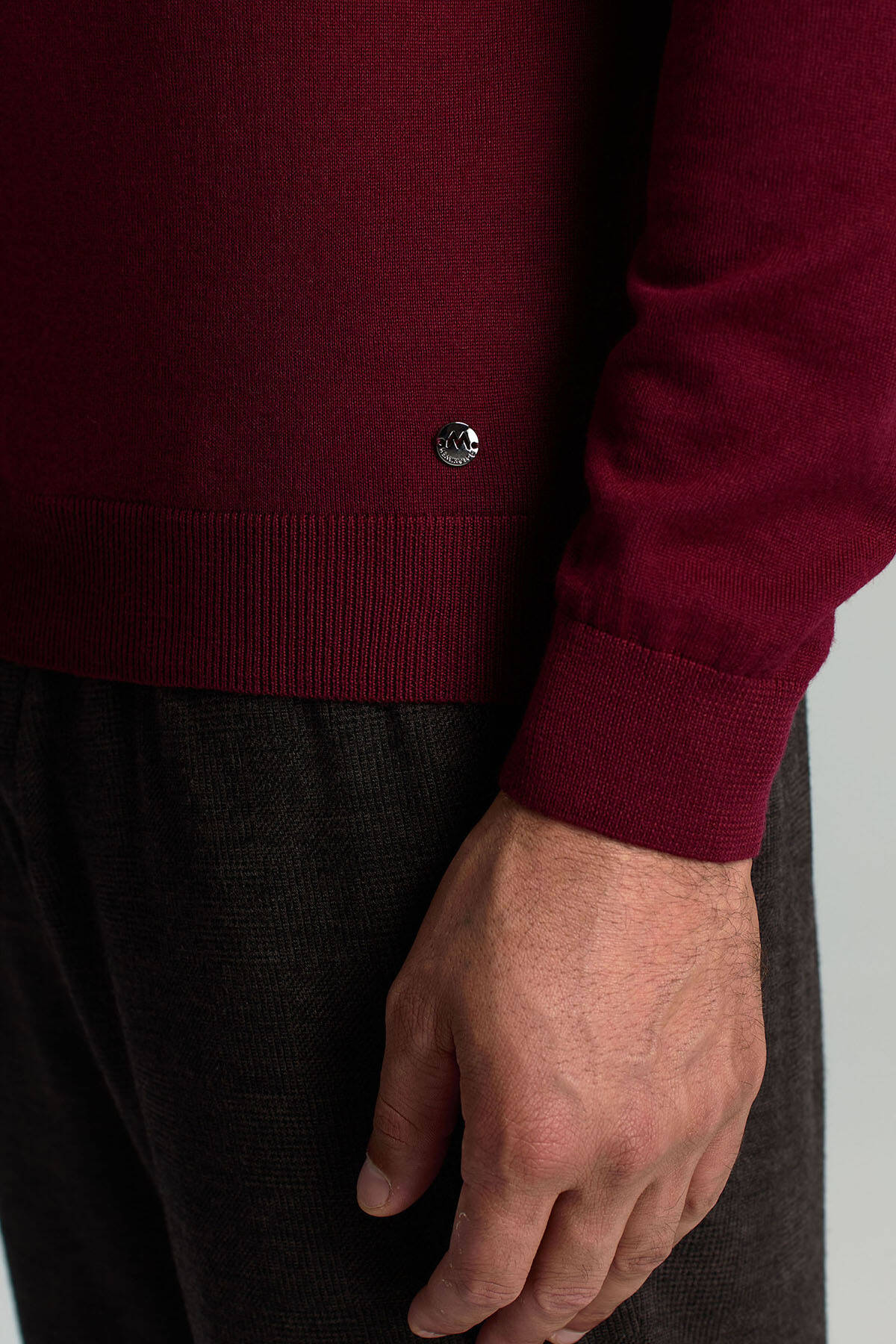 Lupetto Yaka Merino Yün Bordo Triko