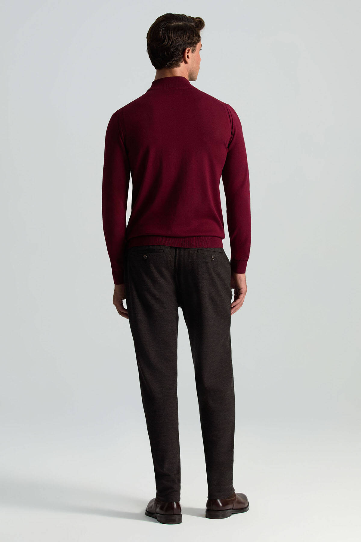 Lupetto Yaka Merino Yün Bordo Triko