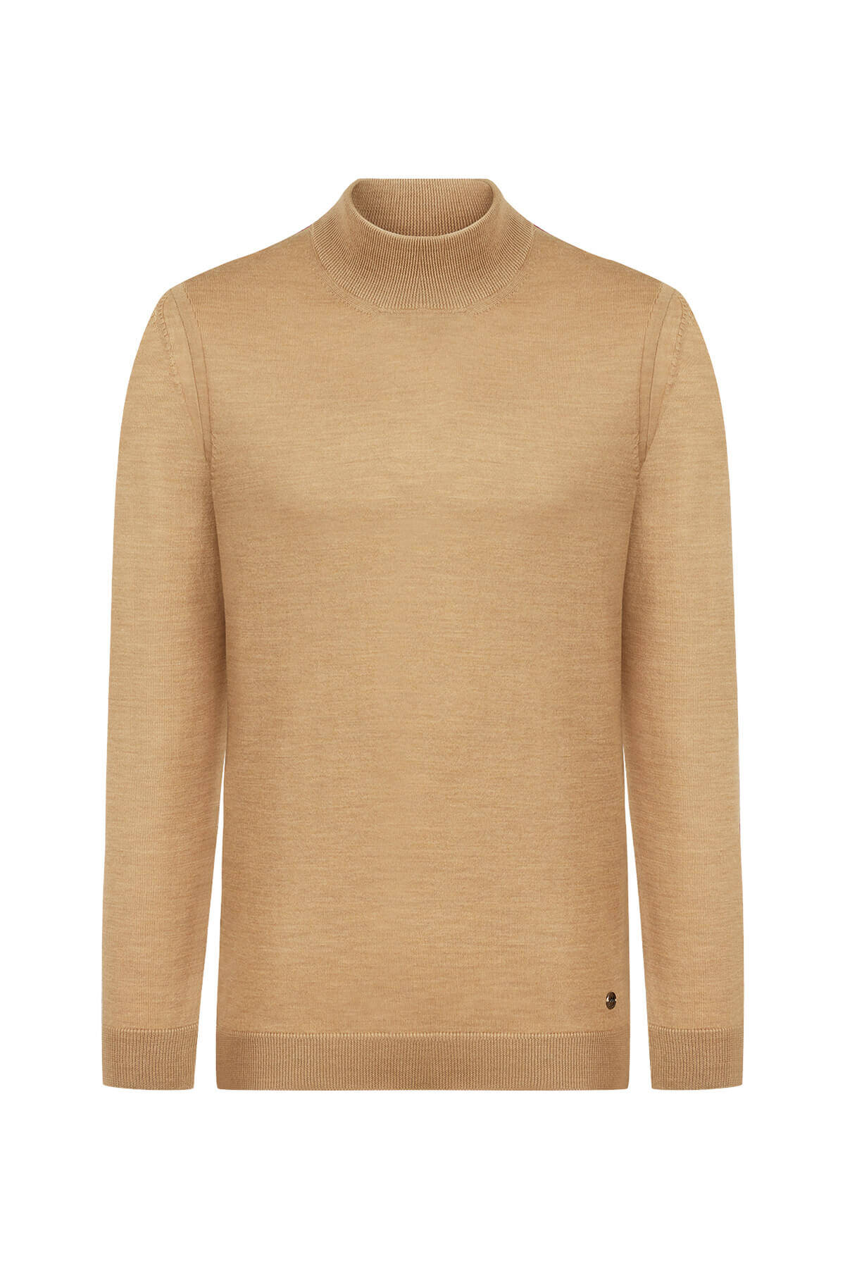 Lupetto Yaka Merino Yün Camel Triko