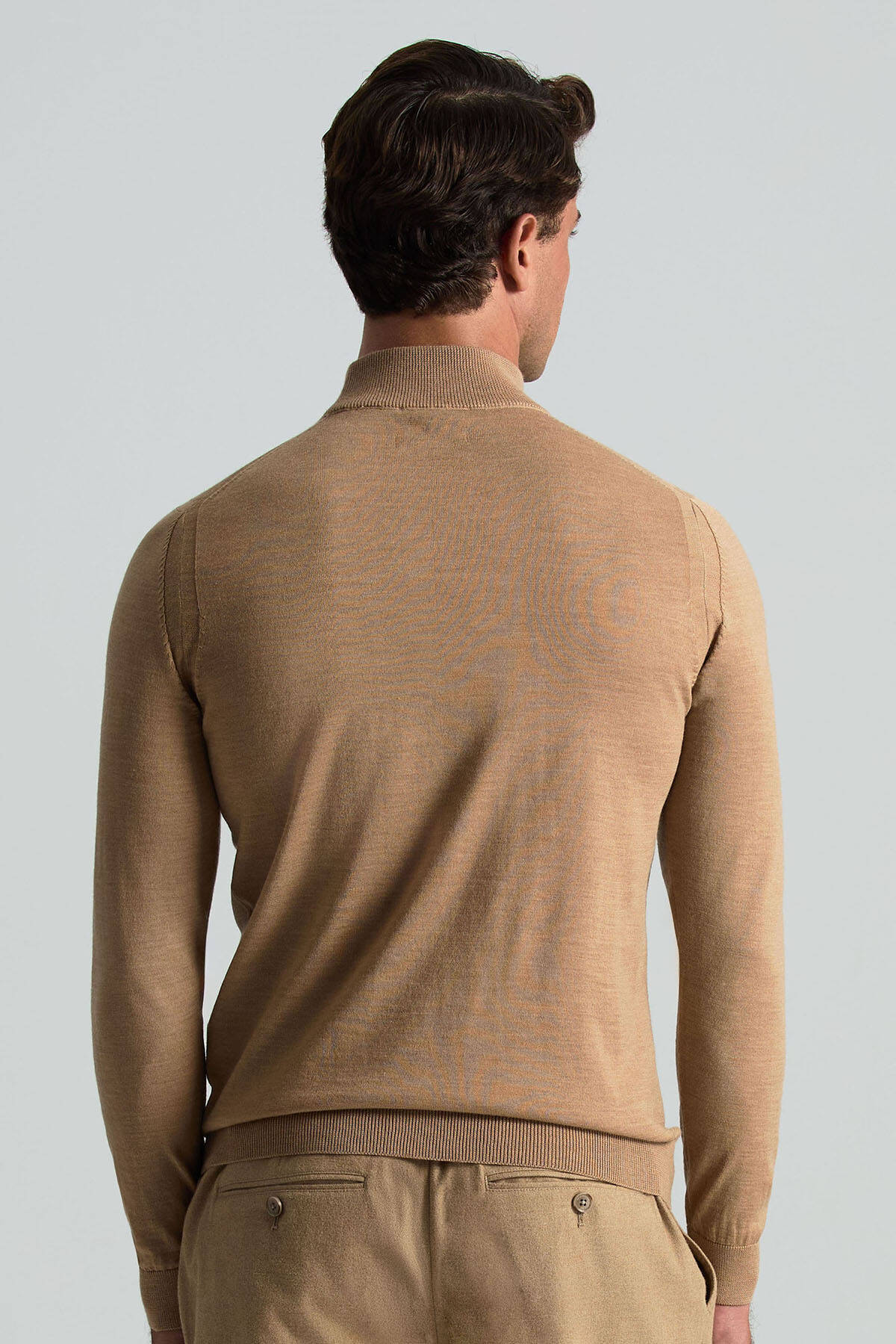 Lupetto Yaka Merino Yün Camel Triko