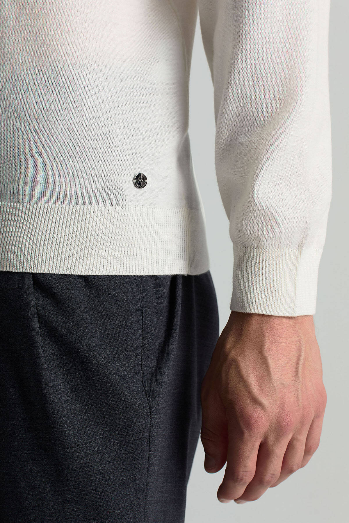 Lupetto Yaka Merino Yün Ekru Triko