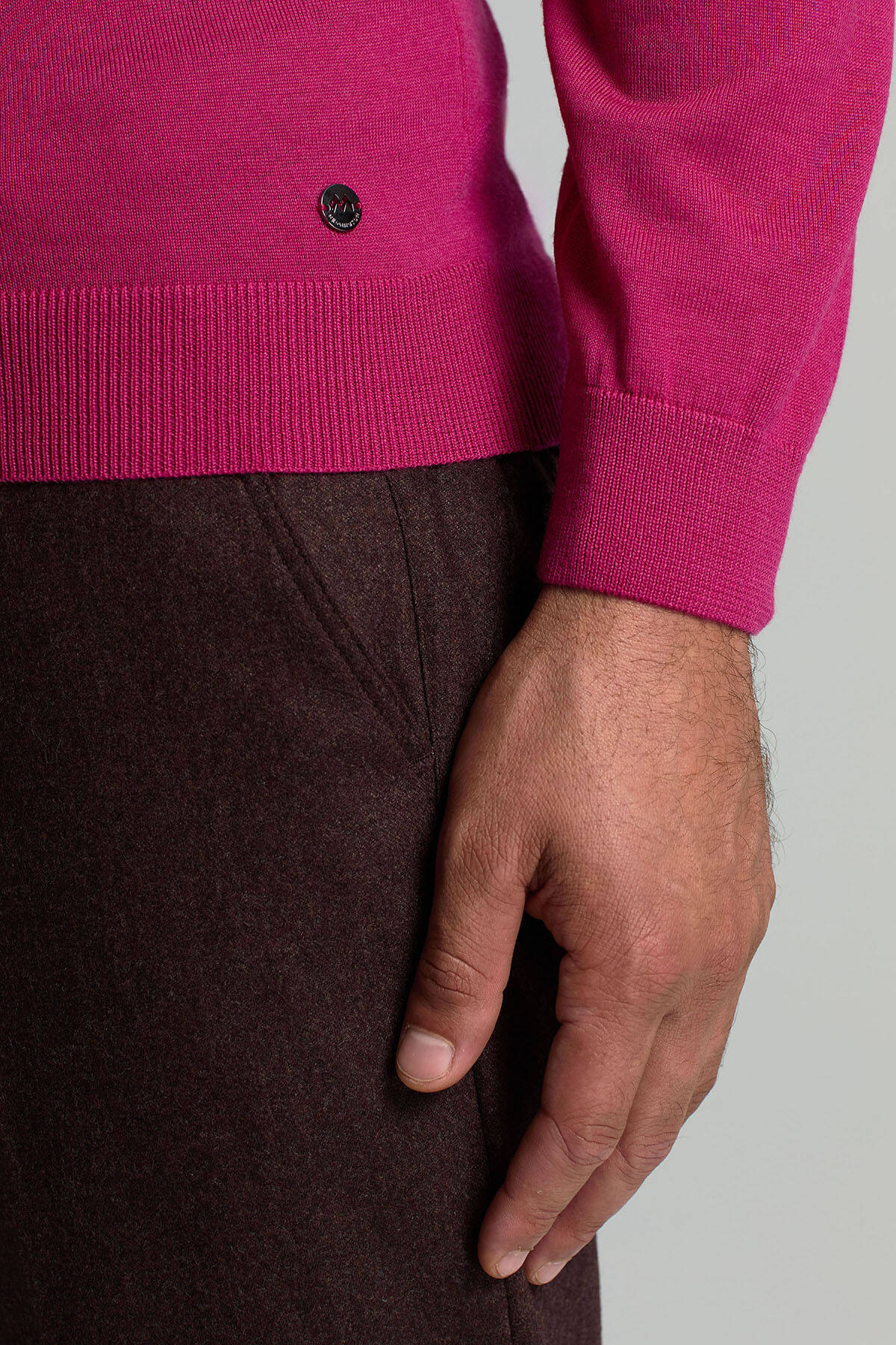 Lupetto Yaka Merino Yün Fuşya Triko