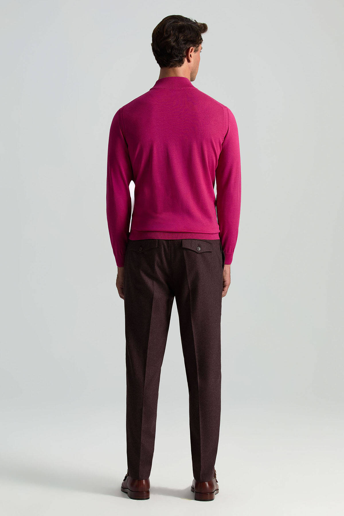 Lupetto Yaka Merino Yün Fuşya Triko