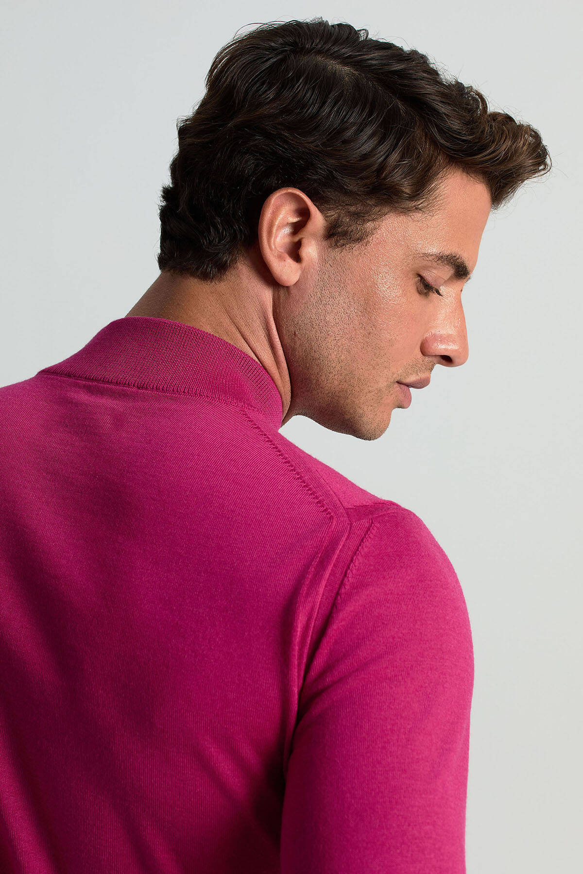 Lupetto Yaka Merino Yün Fuşya Triko