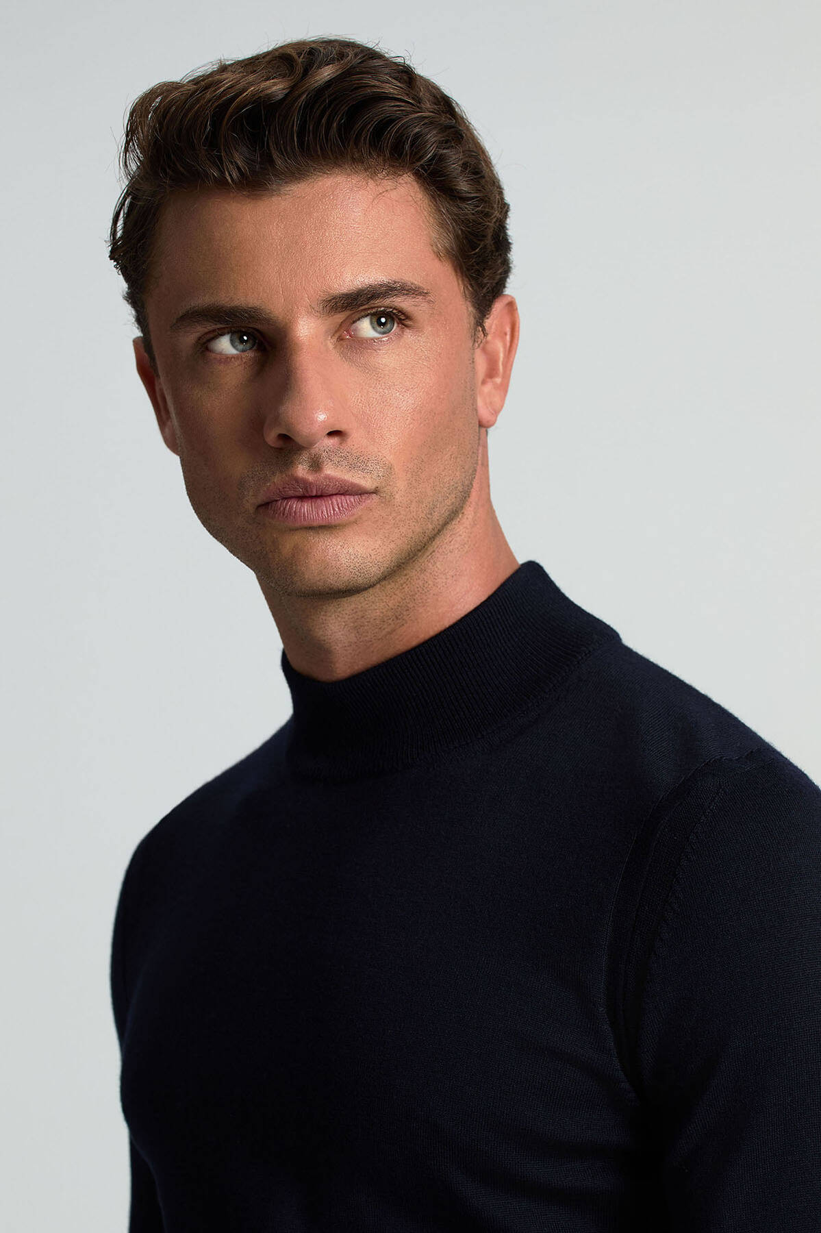 Lupetto Yaka Merino Yün Lacivert Triko