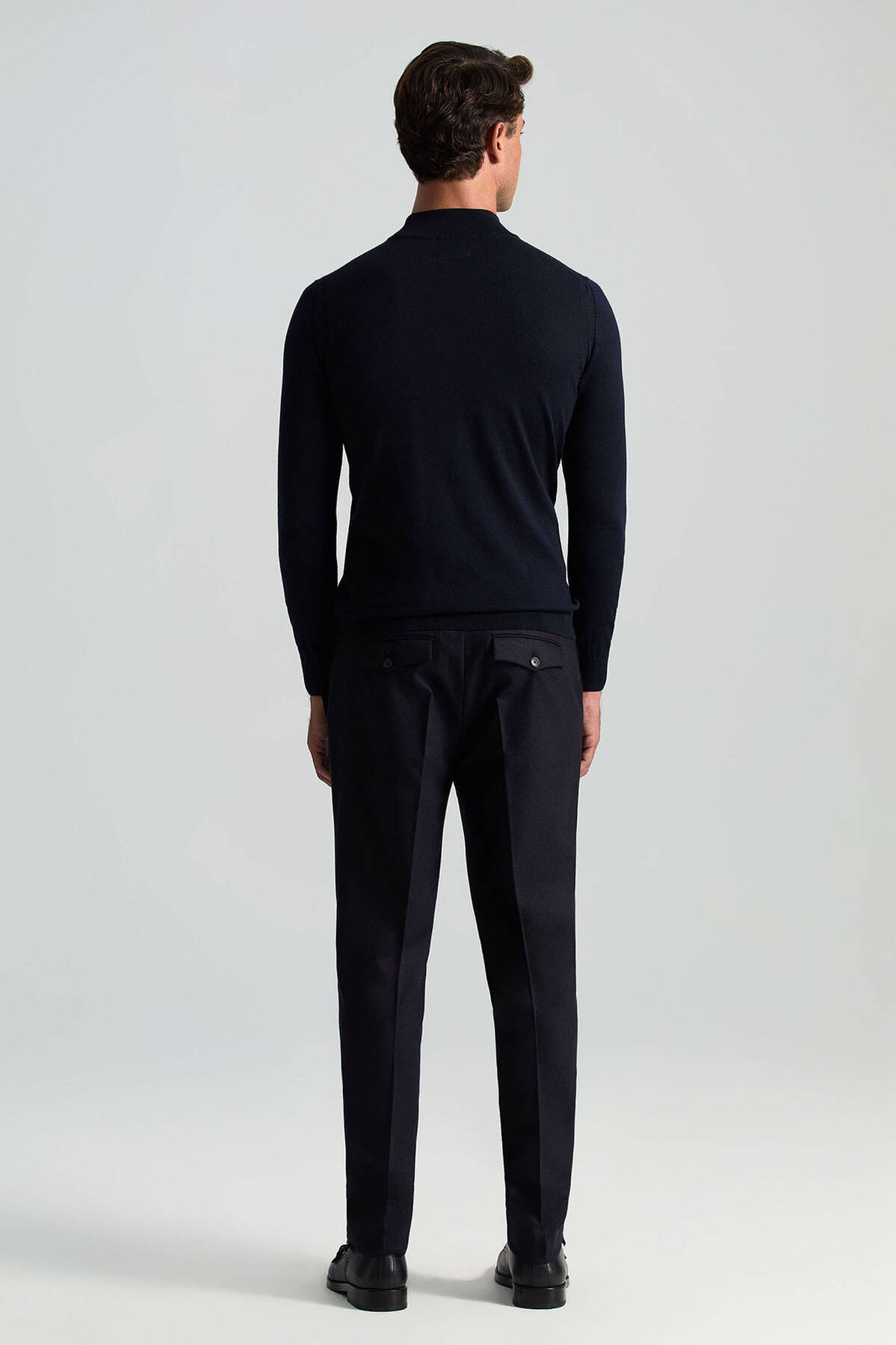 Lupetto Yaka Merino Yün Lacivert Triko