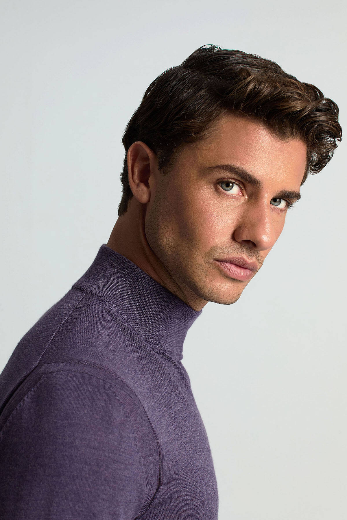 Lupetto Yaka Merino Yün Mor Triko