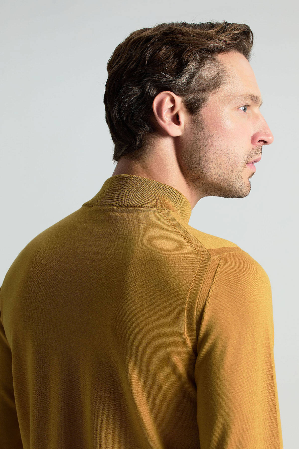 Lupetto Yaka Merino Yün Sarı Triko