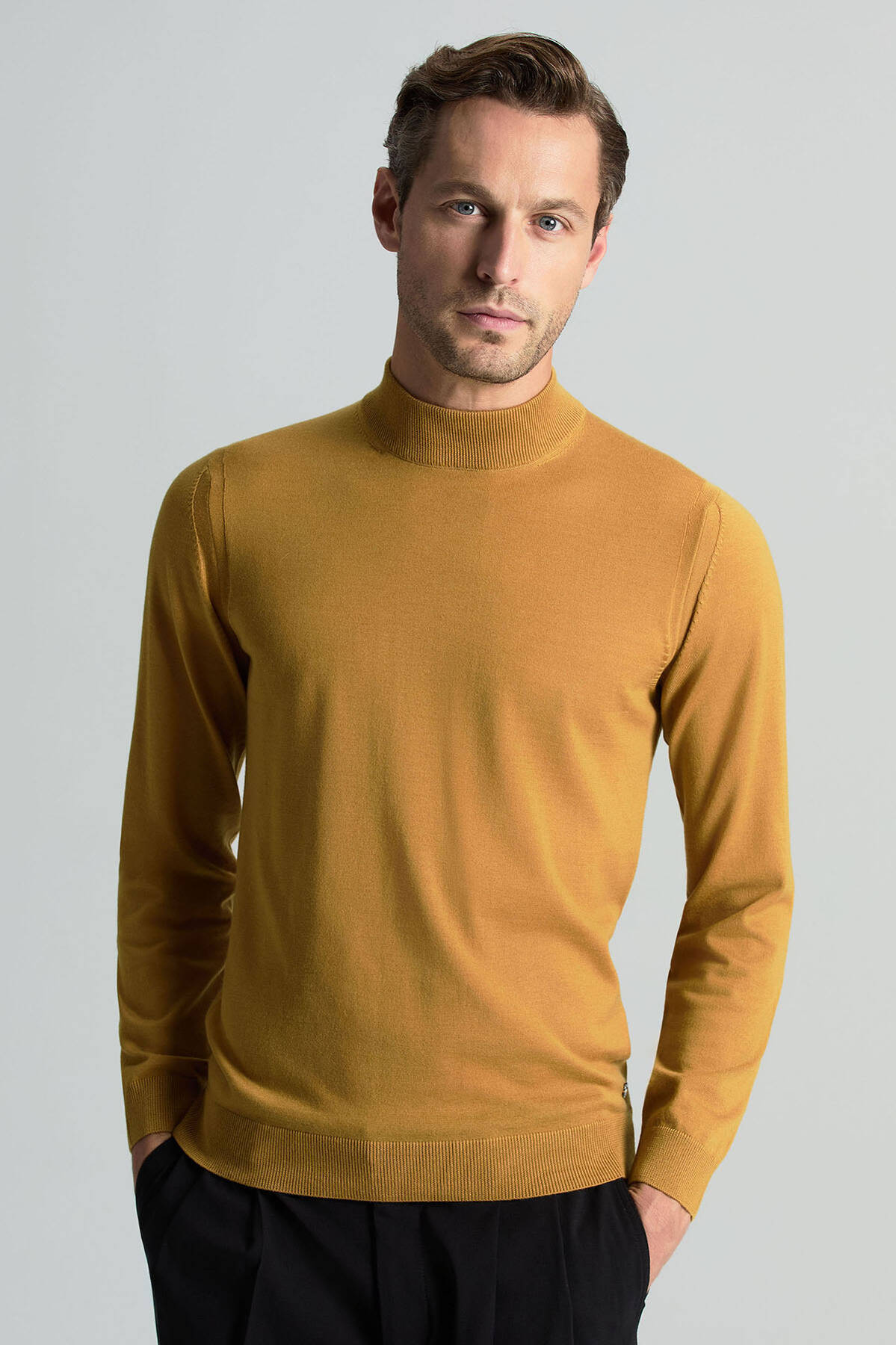 Lupetto Yaka Merino Yün Sarı Triko