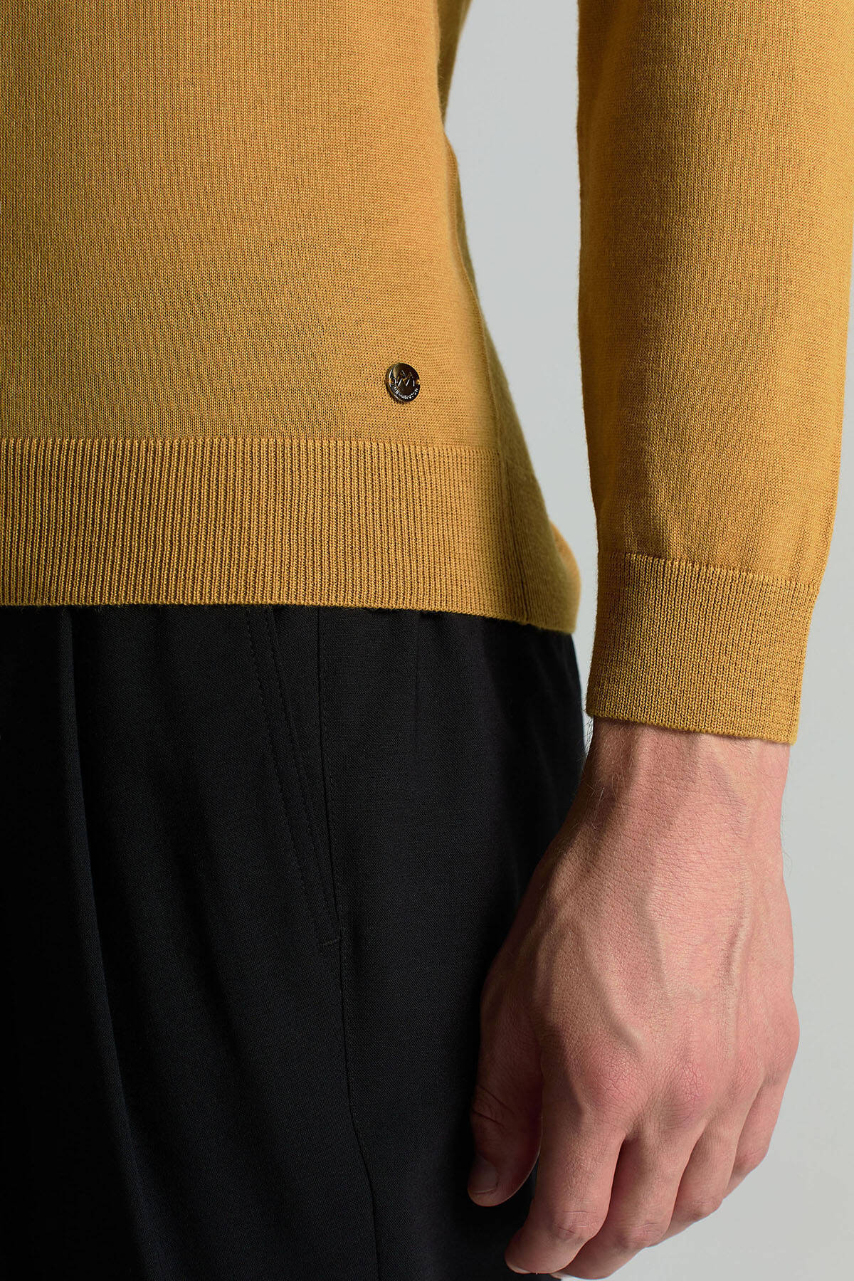 Lupetto Yaka Merino Yün Sarı Triko