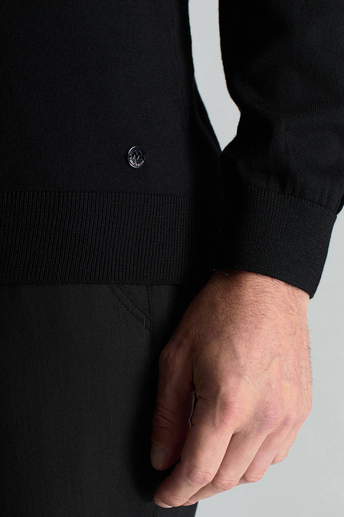 Lupetto Yaka Merino Yün Siyah Triko