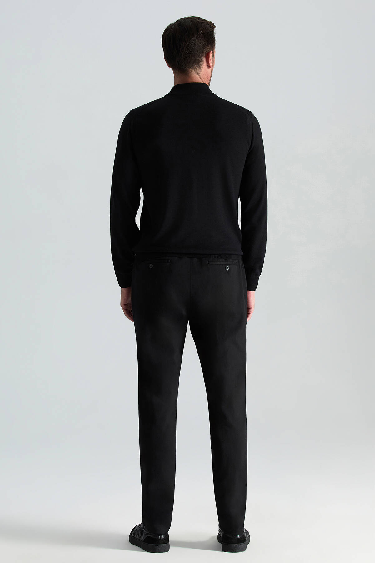 Lupetto Yaka Merino Yün Siyah Triko