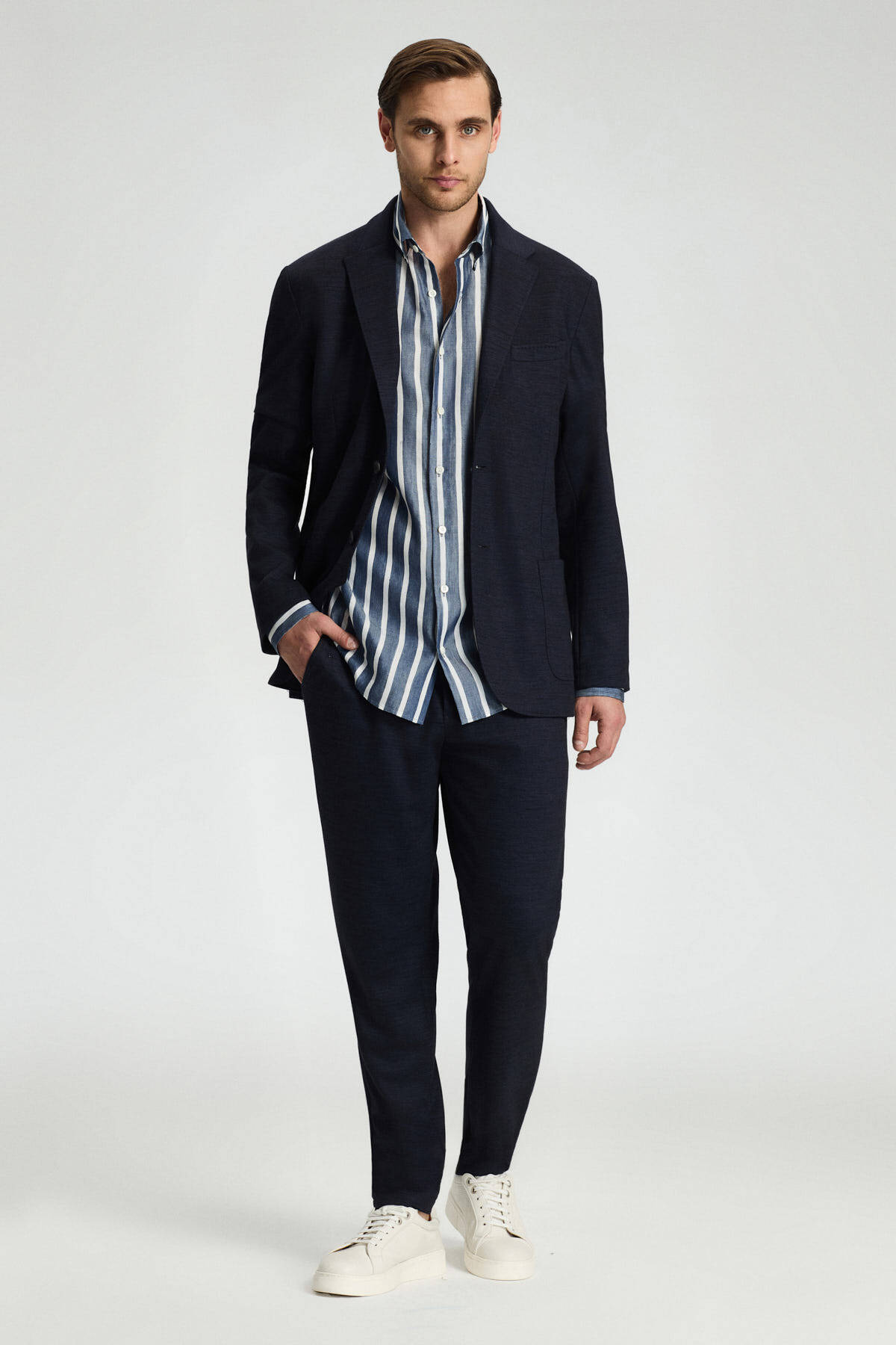 Lyocell Kumaş Lacivert Blazer Ceket