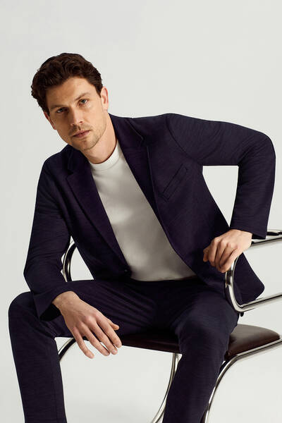 Lyocell Kumaş Lacivert Blazer Ceket - Hemington