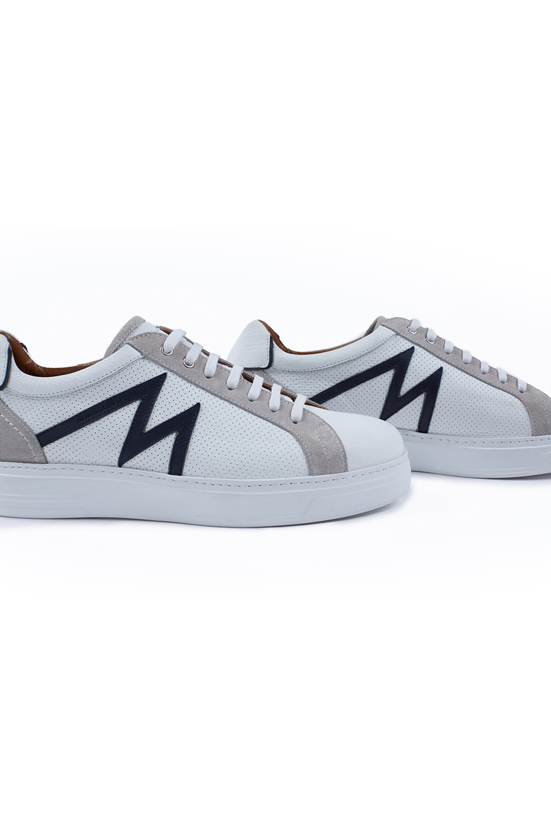 Hemington M Logolu El Yapımı Beyaz Deri Sneaker. 5