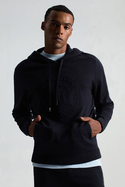 M Logolu Kapüşonlu Lacivert Hoody - Hemington