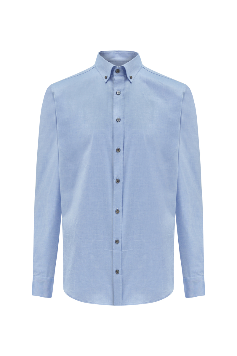 Hemington Mavi Düğmeli Yaka Oxford Spor Gömlek. 4