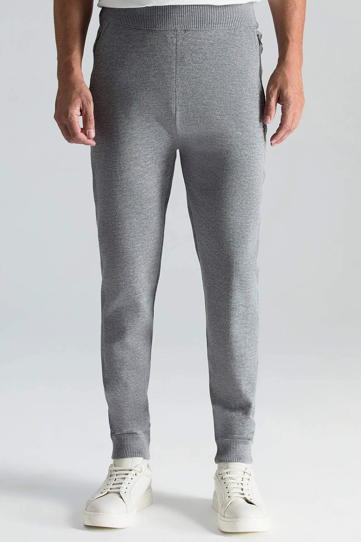 Merino Yün Açık Gri Triko Pantolon