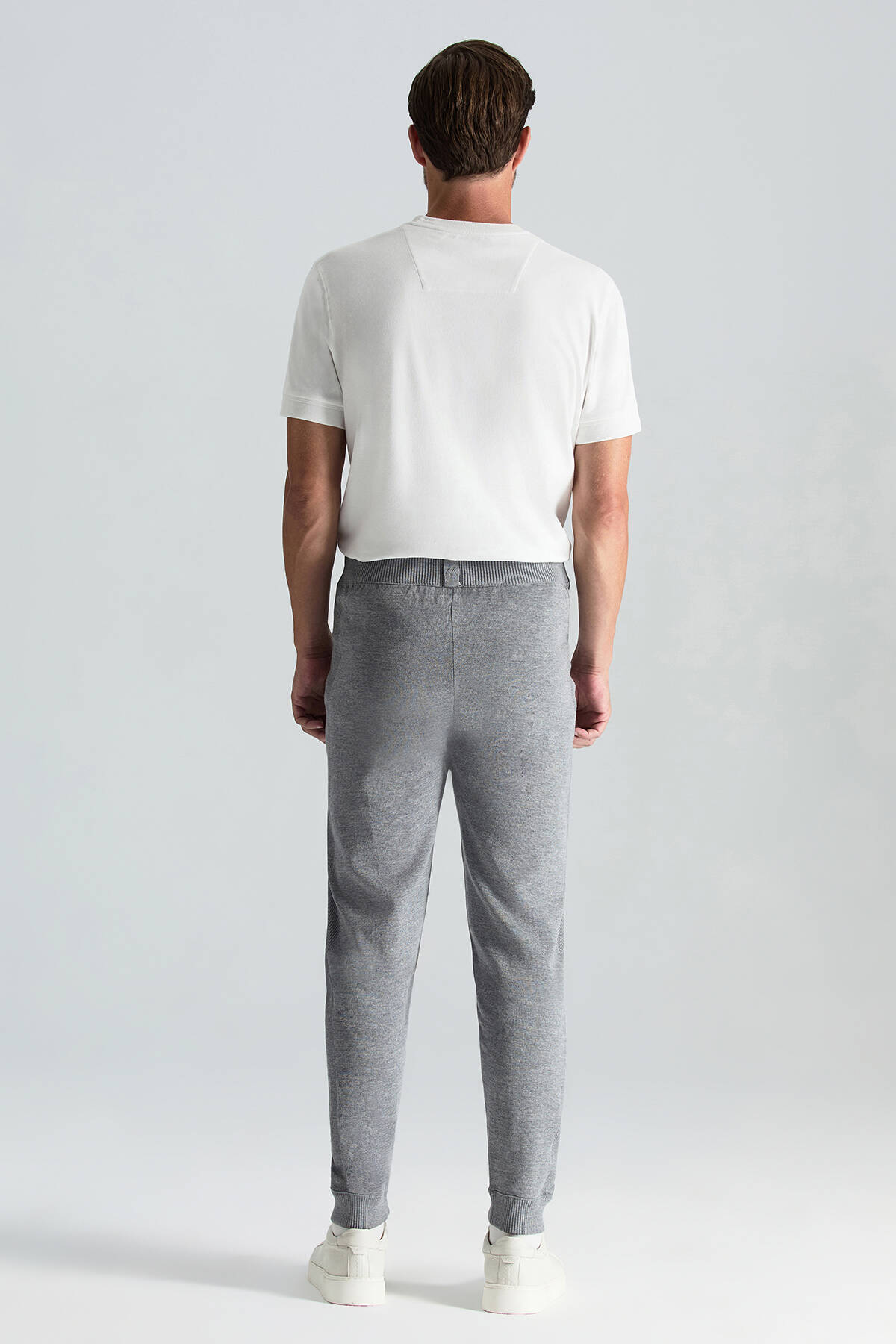 Merino Yün Açık Gri Triko Pantolon