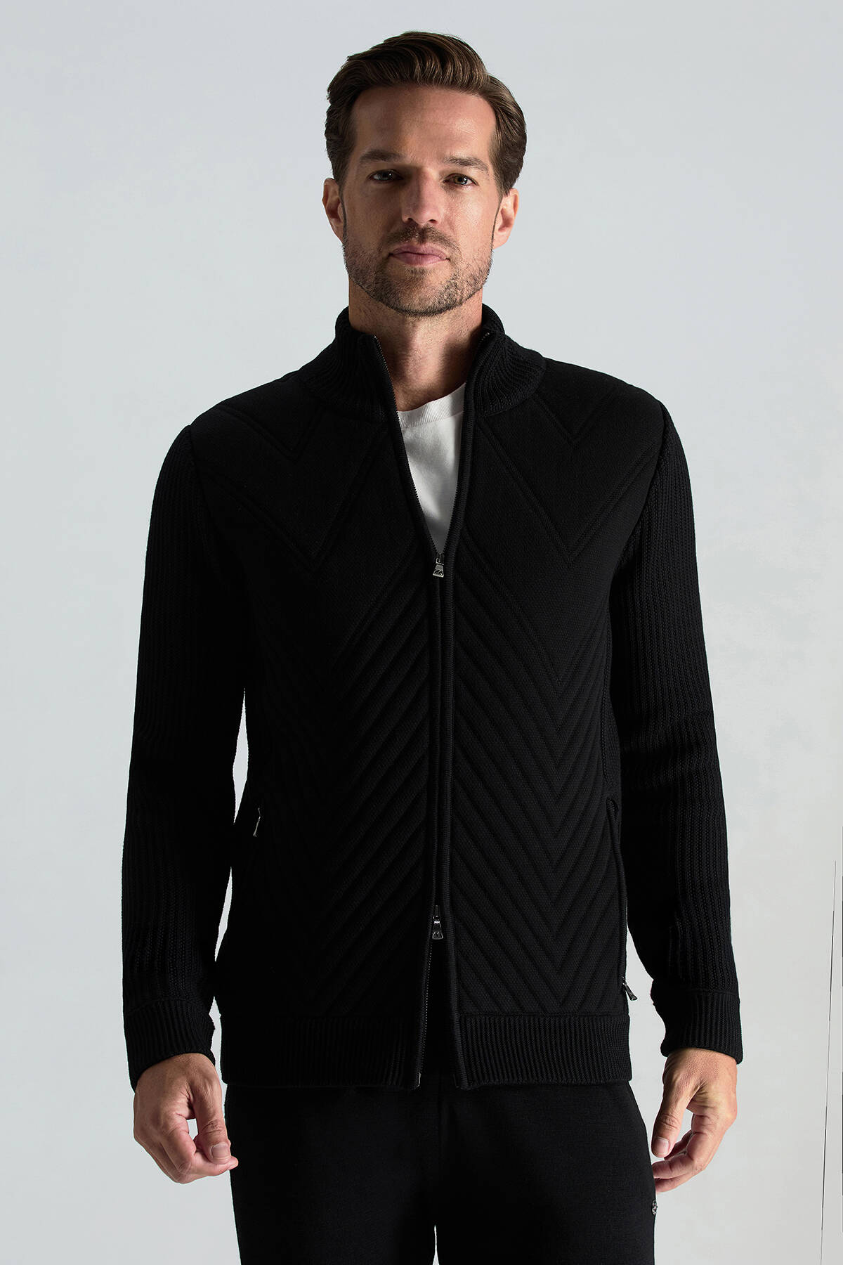 Merino Yün Activewear Siyah Triko Ceket