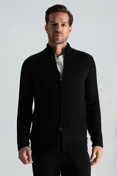 Merino Yün Activewear Siyah Triko Ceket - Hemington