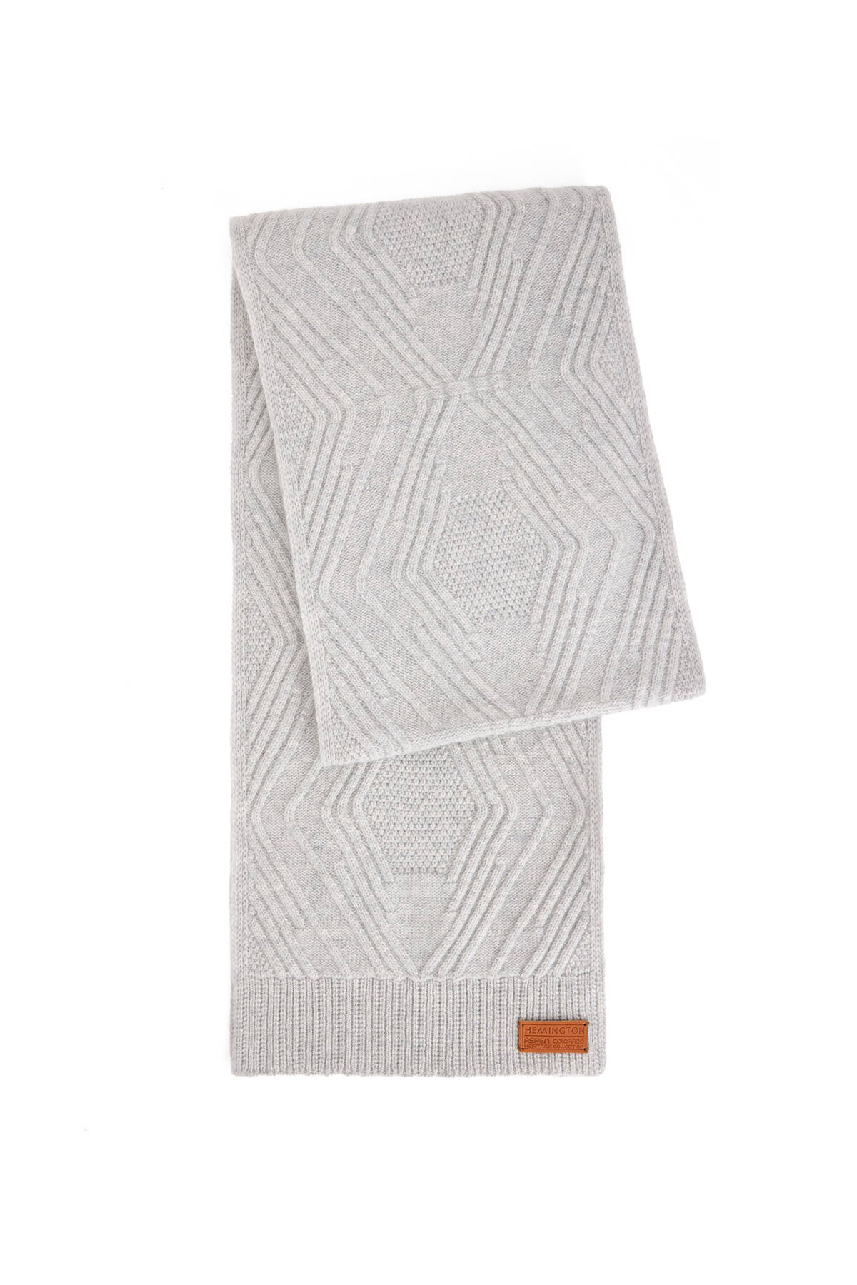 Merino Yün Kaşmir Karışım Desenli Açık Gri Atkı