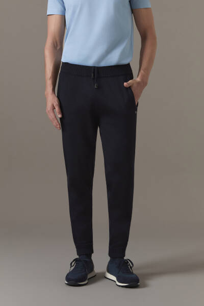 Merino Yün Lacivert Triko Pantolon - Hemington