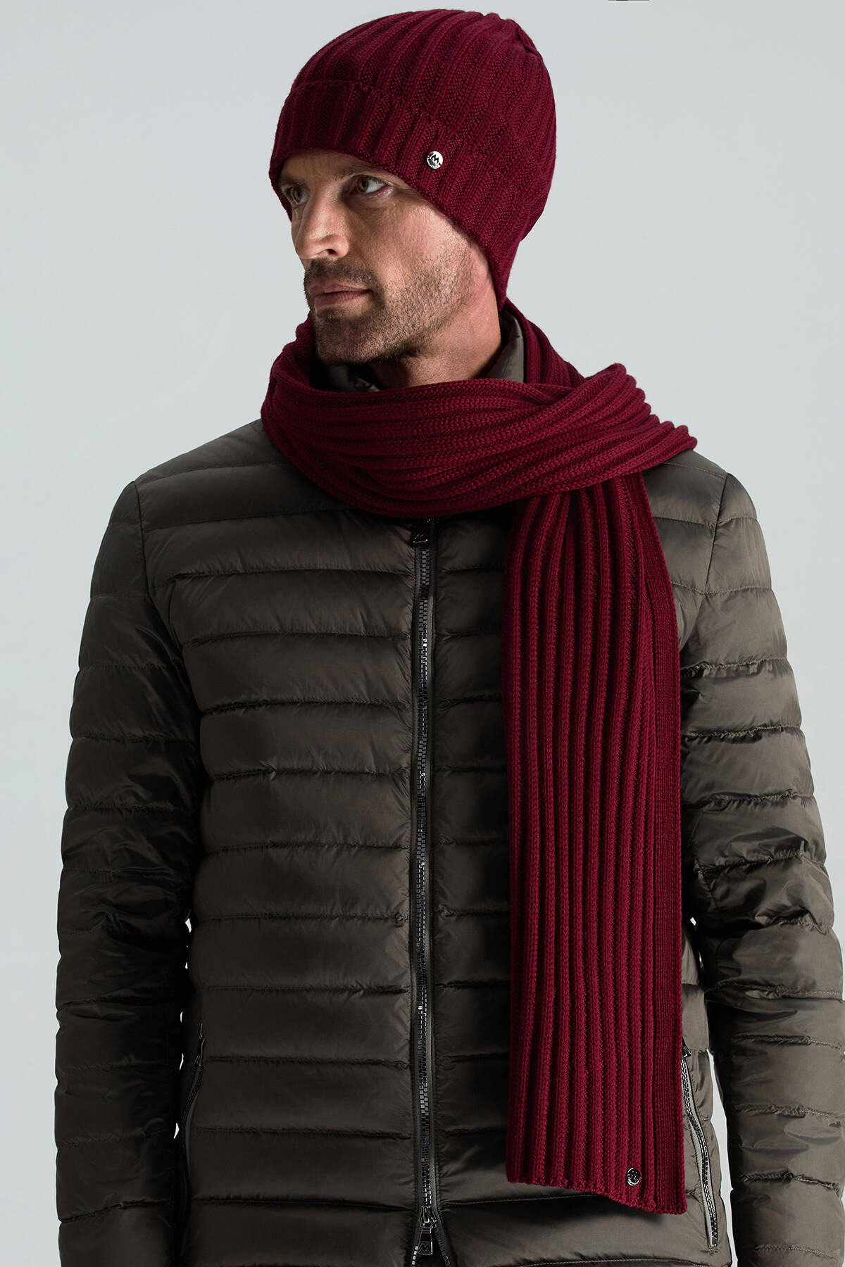 Örgü Desenli Bordo Merino Yün Su İtici Bere