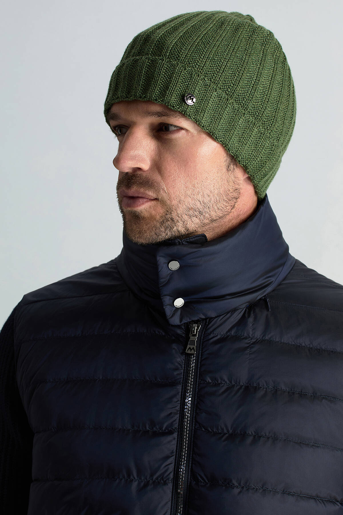 Örgü Desenli Yeşil Merino Yün Su İtici Bere