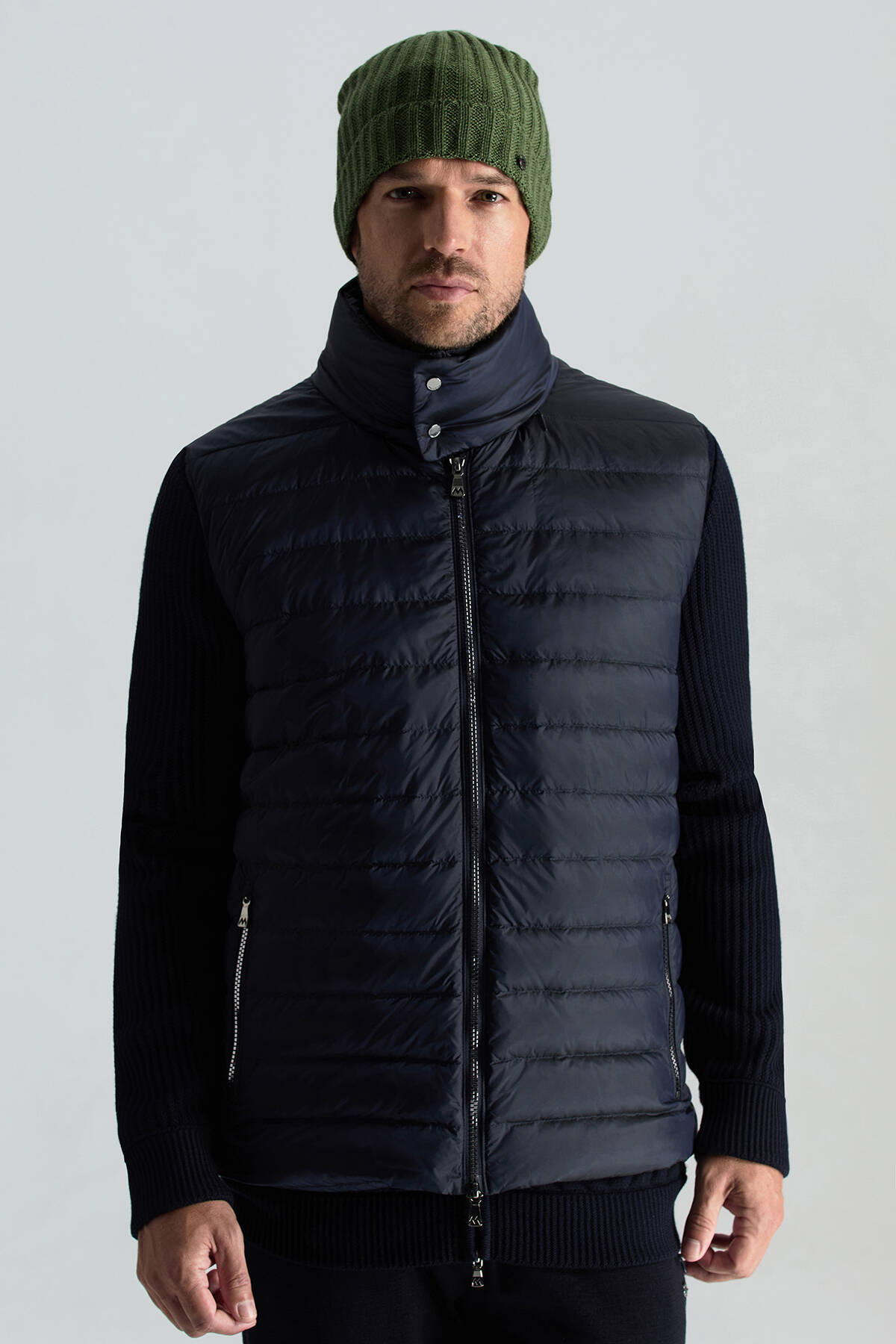 Örgü Desenli Yeşil Merino Yün Su İtici Bere