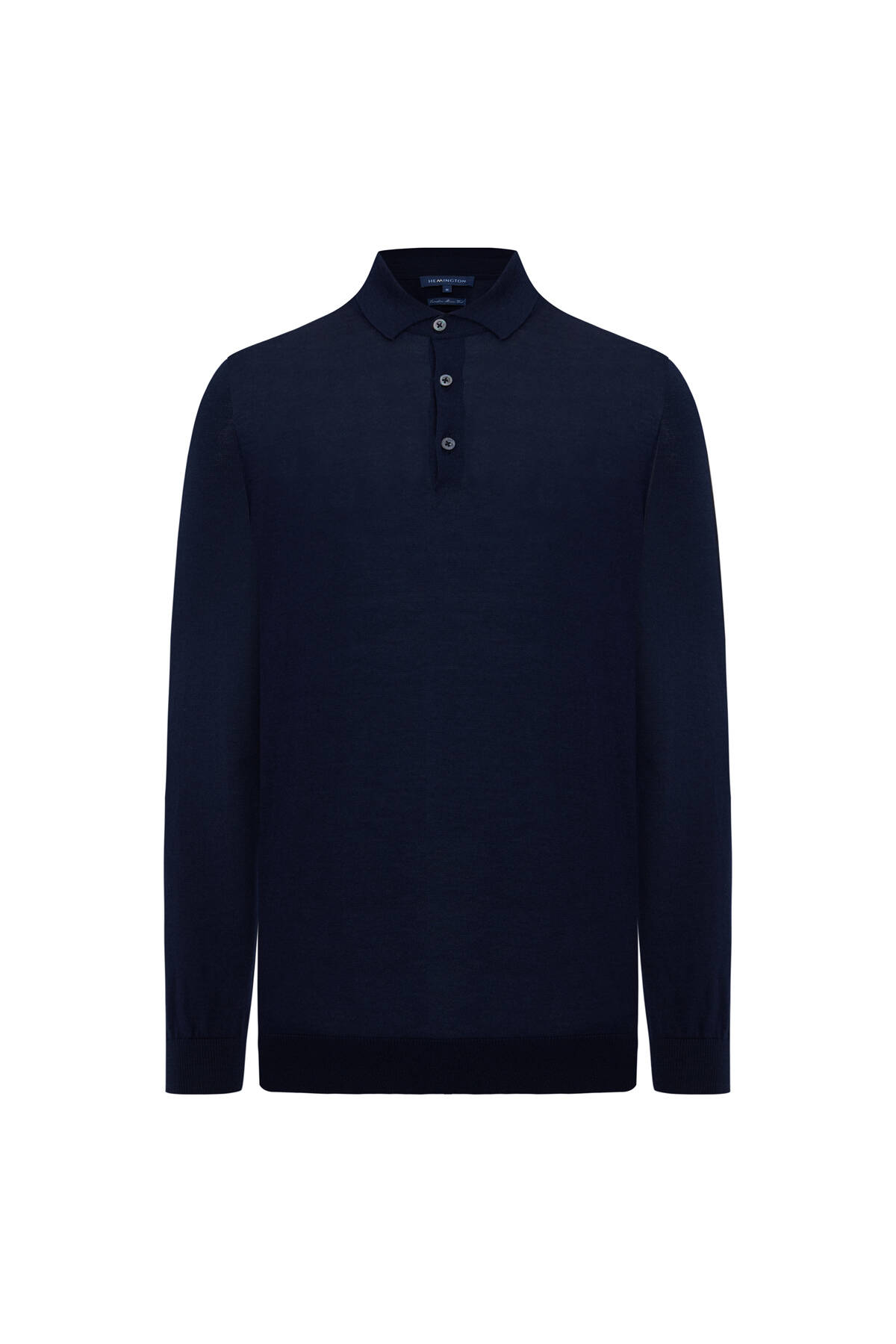 Merino Yünü Polo Yaka Lacivert Triko