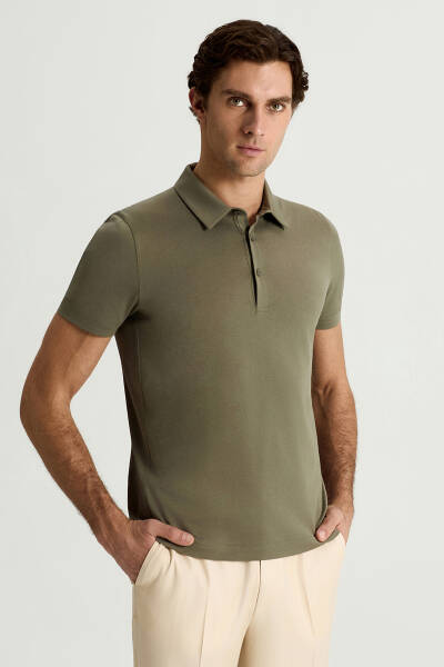 Merserize Pamuk Haki Polo Yaka T-Shirt - Hemington
