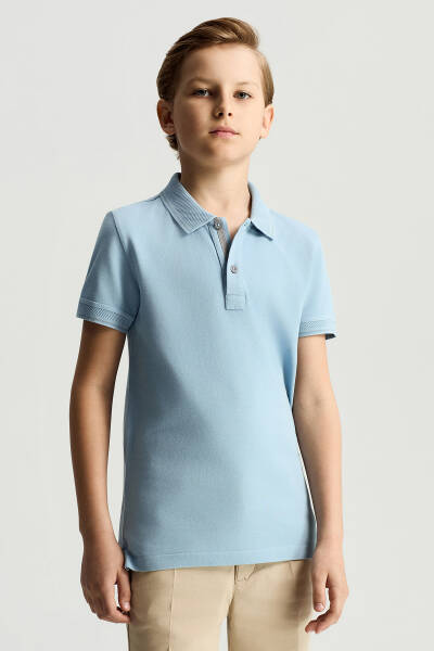 Vintage Görünümlü Mavi Polo Yaka Çocuk T-Shirt - Hemington
