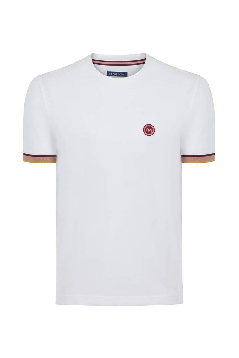 Hemington Nakış Logolu Pike Örgü Beyaz Bisiklet Yaka T-Shirt. 8 Hemington Nakış Logolu Pike Örgü Beyaz Bisiklet Yaka T-Shirt. 8