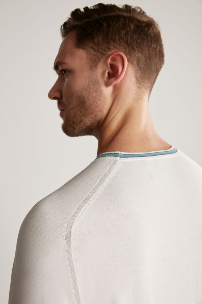 Hemington Nakış Logolu Yaka Detaylı Beyaz Triko T-Shirt. 3