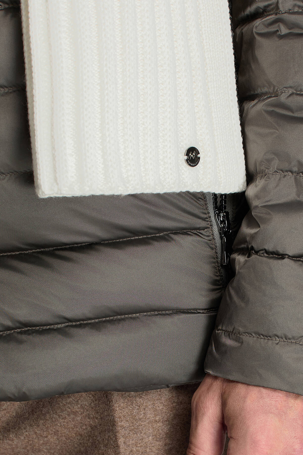 Örgü Desenli Merino Yün Ekru Atkı